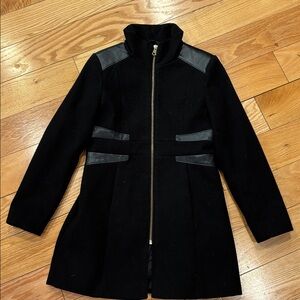 Rothschild Girls' Big Faux Wool Coat with Pleather Trim.